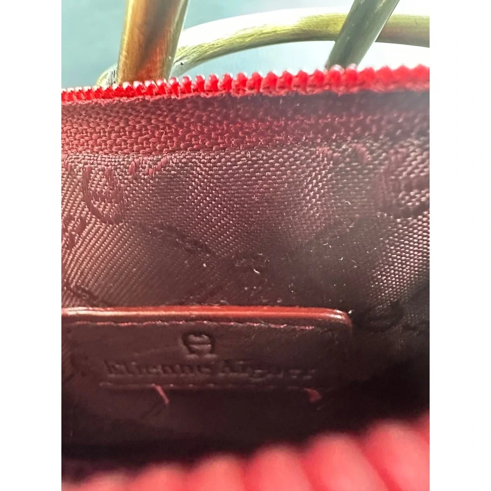 Etienne Aigner Red Croc Embossed Small Cosmetic Pouch Zip Clutch‎ bag EUC